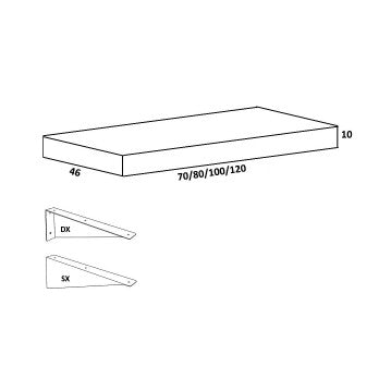Mensola porta lavabo cm 70x46 Unika