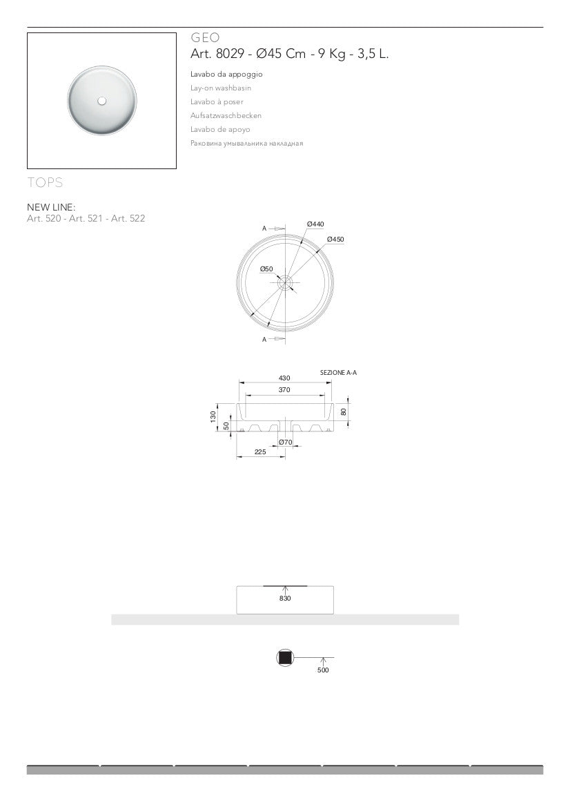 Lavabo da appoggio Geo Thin-line