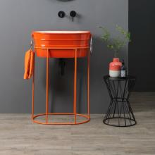 Composition Oval Washbasin on Metal Structure Tinozza Energy Orange