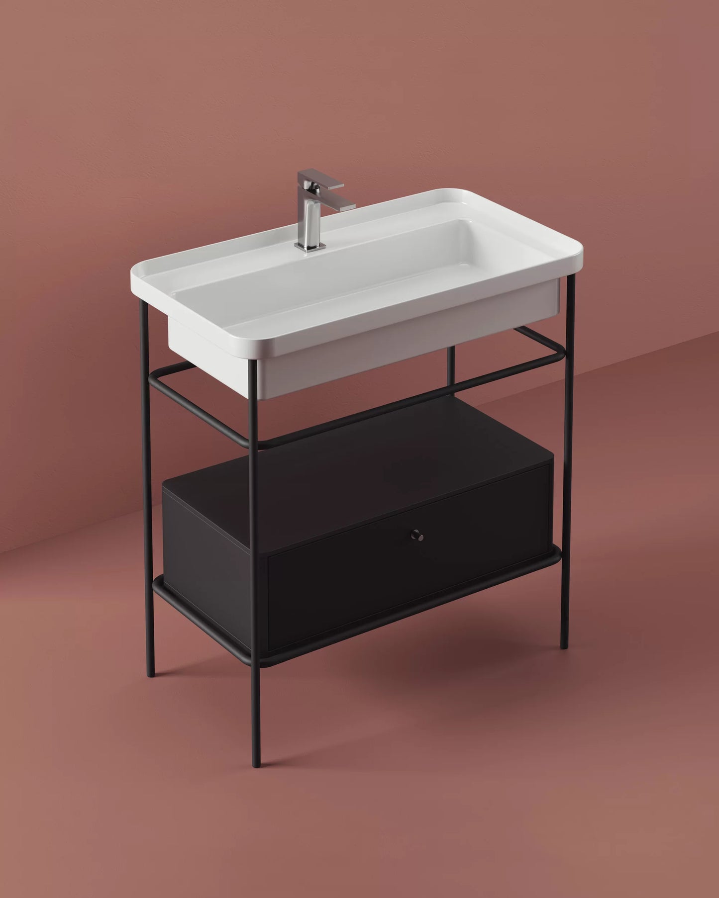 Composizione struttura con cassetto e lavabo rettangolare cm 60 Fuori Scala