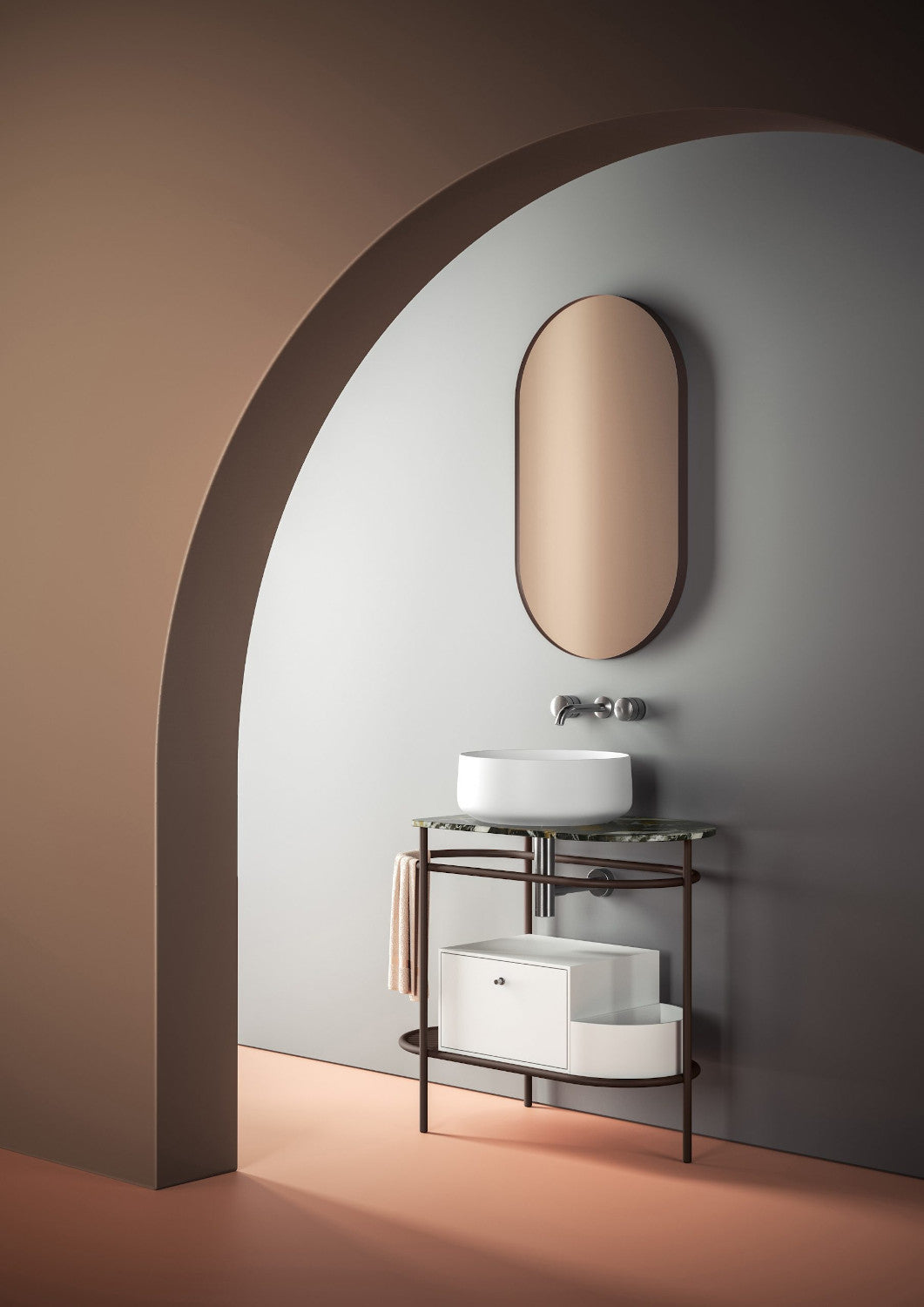 Specchio da bagno ovale 50x90 cm con cornice Look Ring