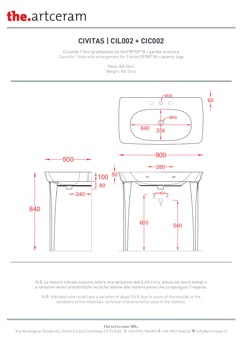 Struttura quadra con Griglia per lavabo cm 68 Civitas