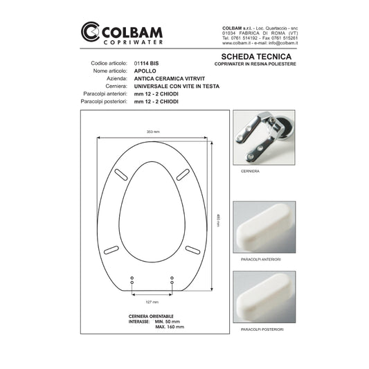 Copriwater Compatibile Apollo/Vulcano