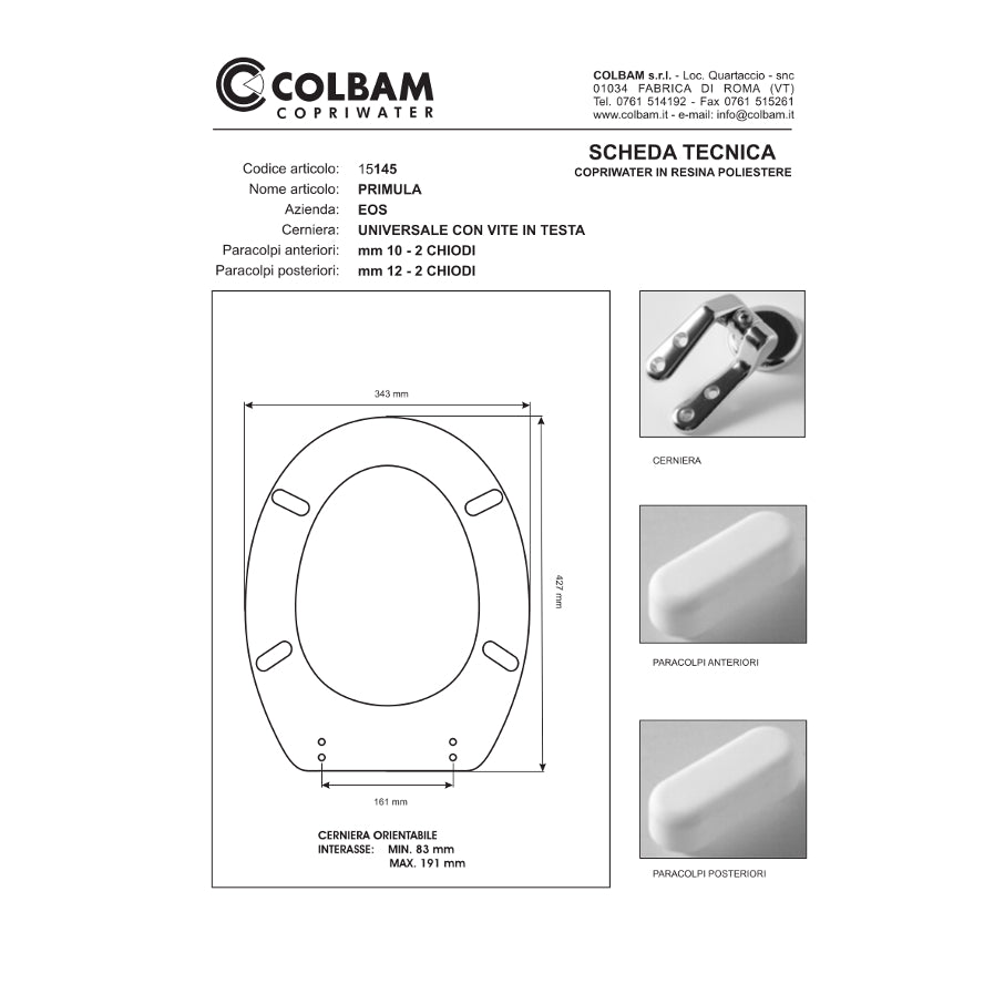 Copriwater Compatibile Primula/Stylon