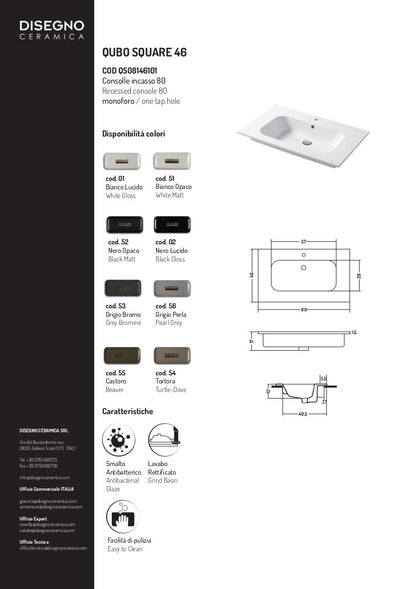 Consolle da incasso cm 81x46 Qubo Square