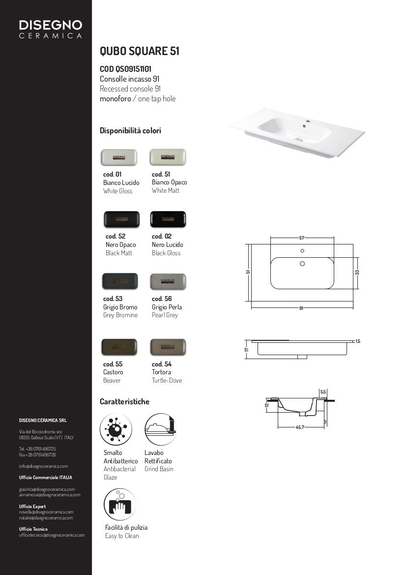 Consolle da incasso  cm 91x51 Qubo Square