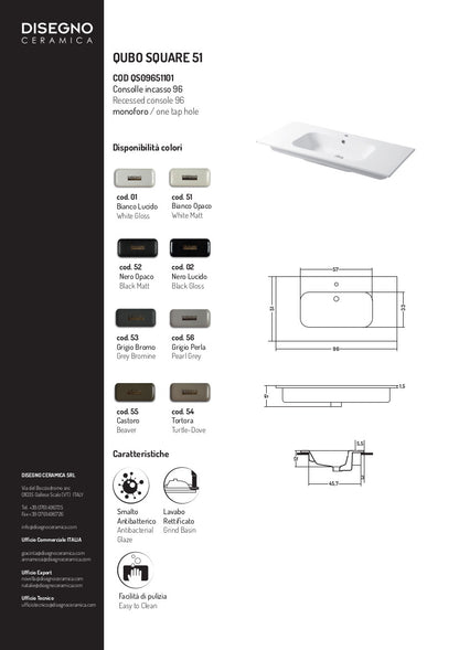 Consolle da incasso cm 96x51 Qubo Square