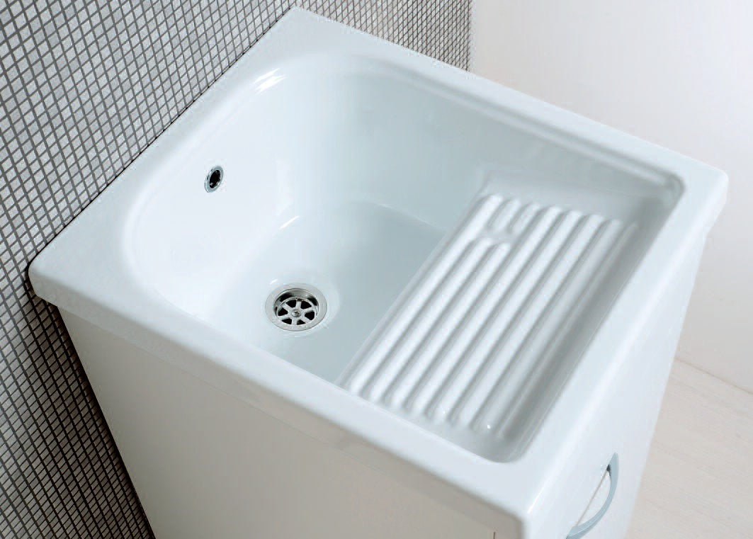 Lavatoio Oceano 45x51 cm con vasca in ceramica senza foro rubinetteria