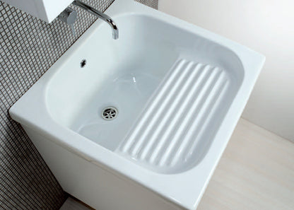 Lavatoio Oceano 60x60 cm con vasca in ceramica senza foro rubinetteria