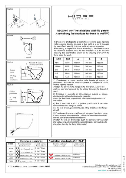 Coppia Sanitari Vaso e Bidet Terra Hi-Line