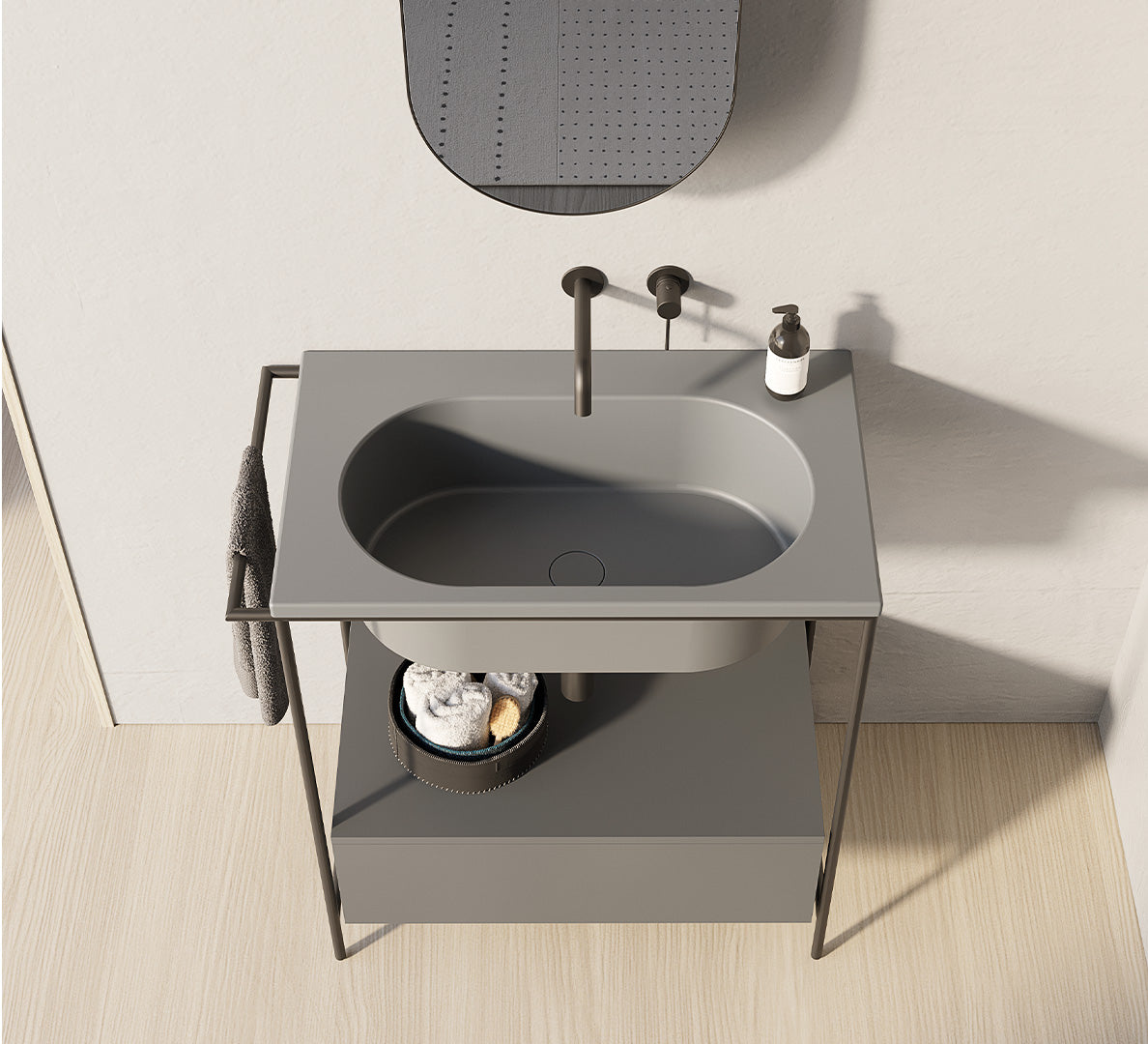 Lavabo incasso cm 80x48 senza foro rubinetteria Venti.26