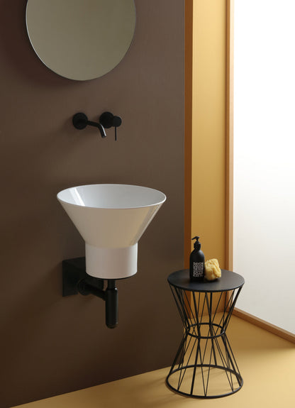 MEGAFONO WASHBASIN COMPOSITION ON HIGH FLOOR-STANDING WOODEN STRUCTURE