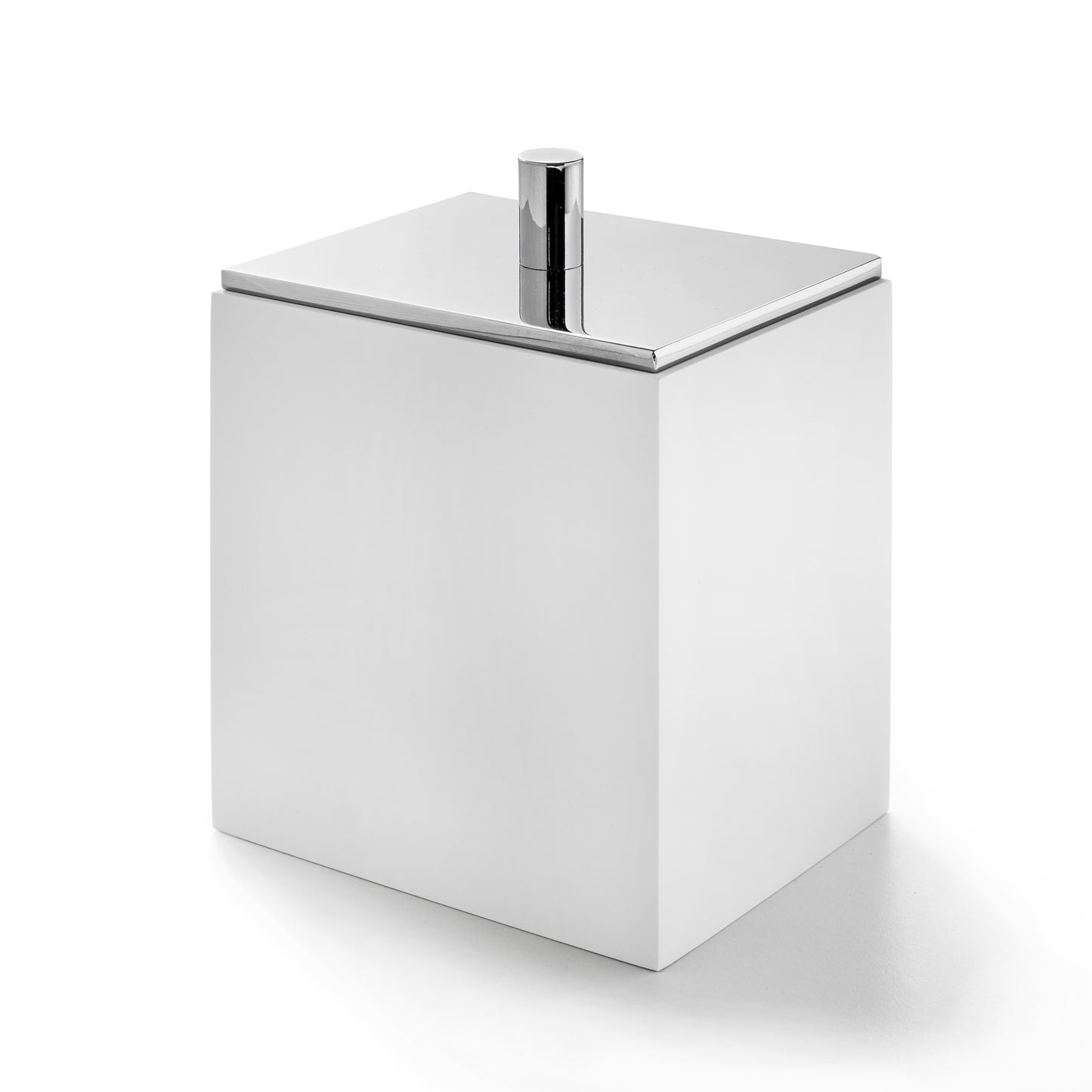scatola porta cotone  BeMood bianco con coperchio cromo  3SC