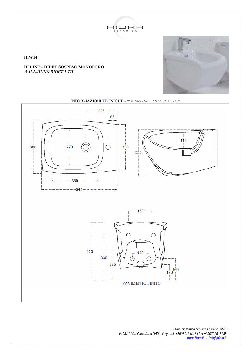 Coppia Sanitari Vaso e Bidet Sospesi Hi-Line