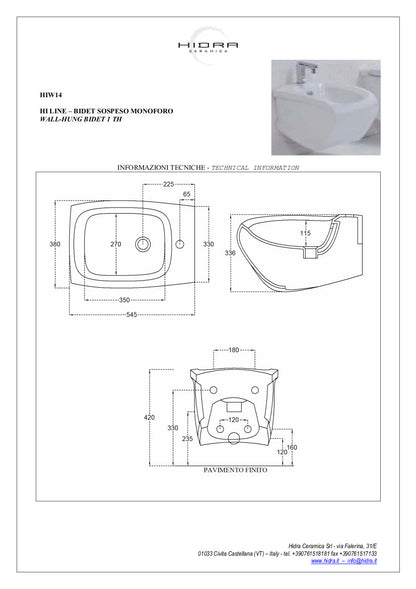 Coppia Sanitari Vaso e Bidet Sospesi Hi-Line
