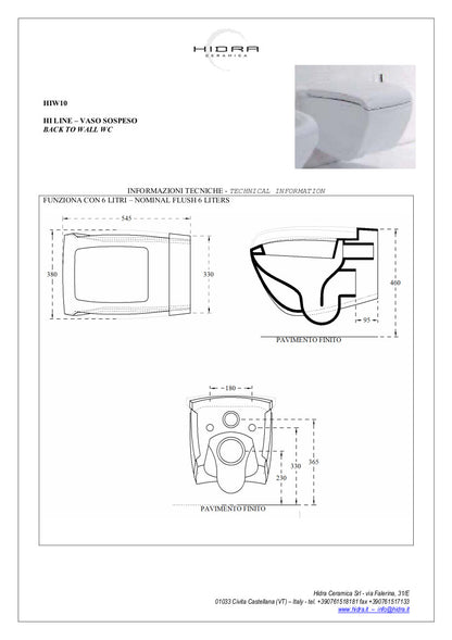 Coppia Sanitari Vaso e Bidet Sospesi Hi-Line