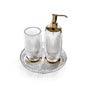 set bicchiere porta spazzolini, dispenser sapone e vassoio cristallo Elegance 3SC