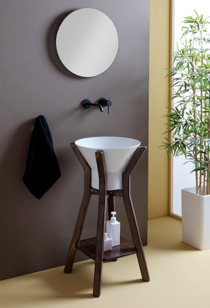 MEGAFONO WASHBASIN COMPOSITION ON HIGH FLOOR-STANDING WOODEN STRUCTURE