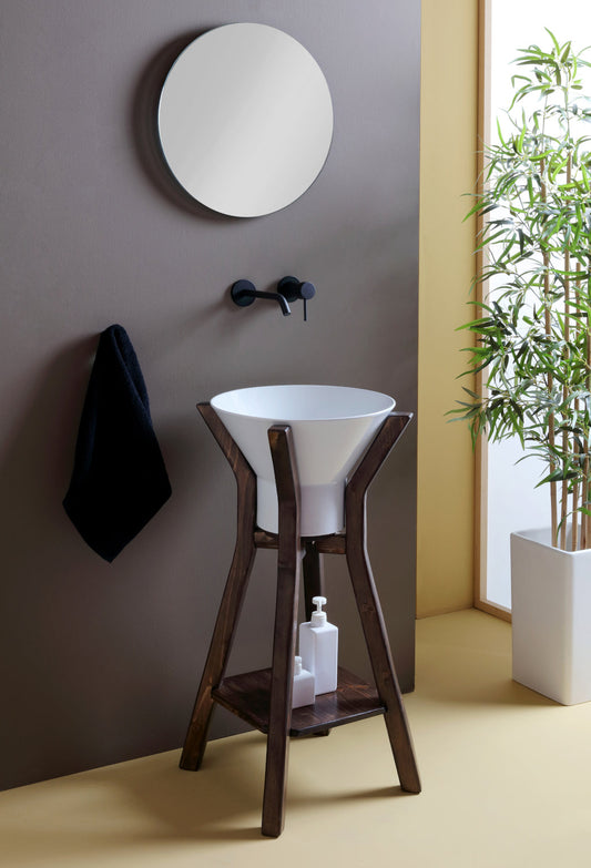 MEGAFONO WASHBASIN COMPOSITION ON HIGH FLOOR-STANDING WOODEN STRUCTURE
