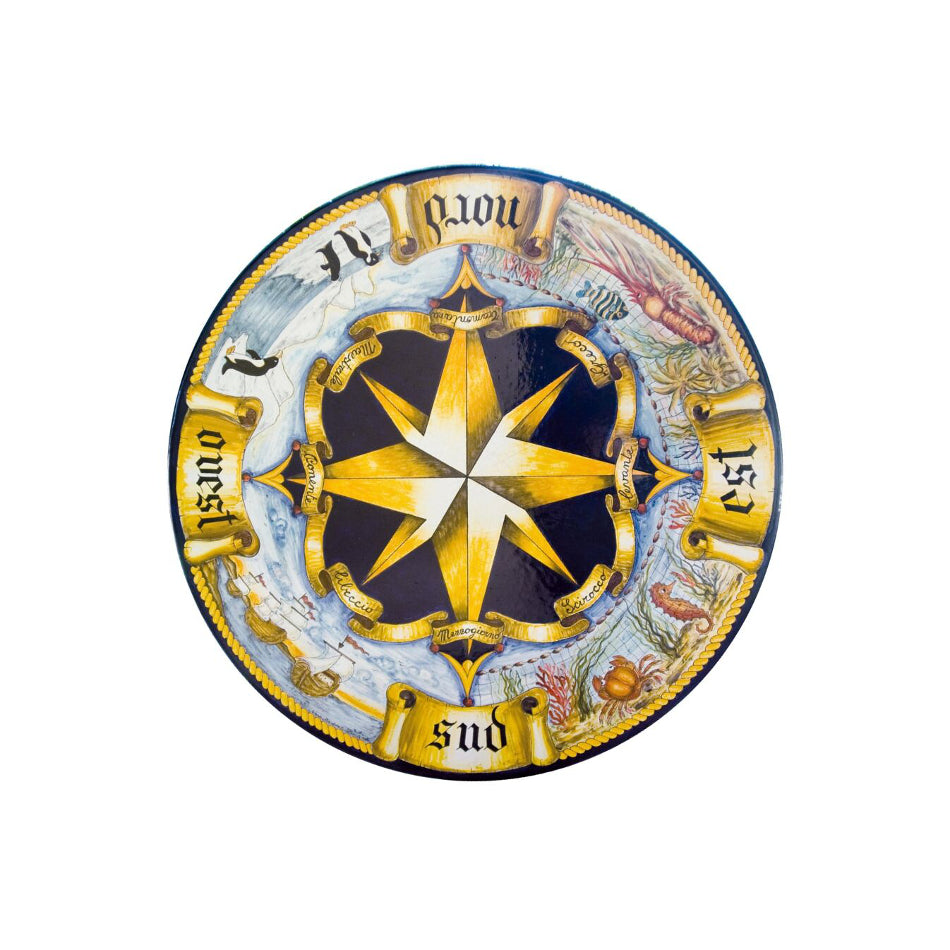 Tavolo in pietra lavica tondo Rosa Dei Venti Antico